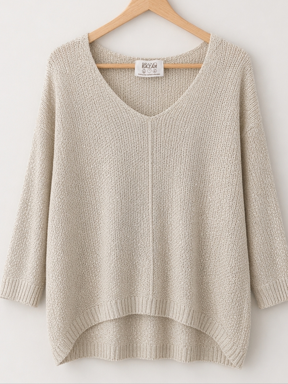 Made in Italy Oversized Lightweight Knit Sweater L Neutral Coastal Quiet Luxury